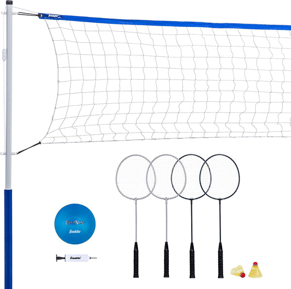 Franklin Sports Volleyball + Badminton Sets - Beach + Backyard Game Set