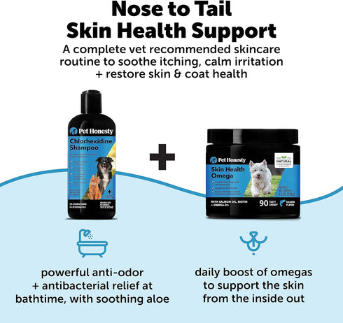 Pet Honesty Chlorhexidine Anti-itch Shampoo 16oz for Dogs and Cats, Helps Allergies, Itching, Shedding, Hot Spots