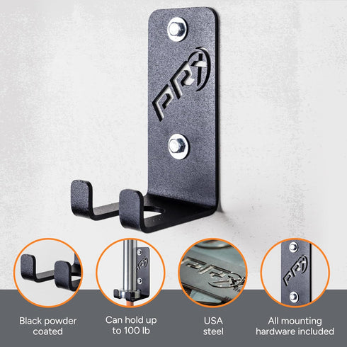 PRx Performance Wall-Mounted Barbell Rack - Durable American-Made Black Storage Solution for Home & Commercial Gyms,