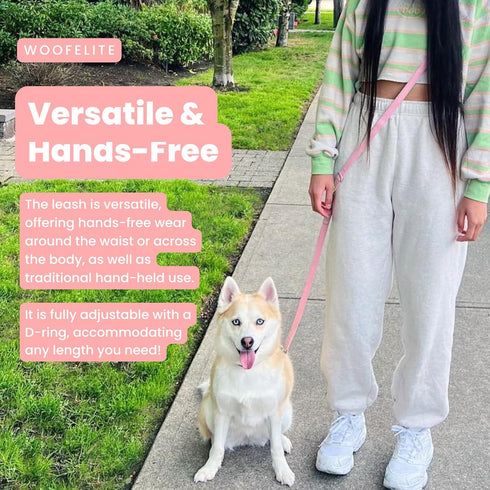 Hands-Free Adjustable Waterproof Dog Leash, 7 FT / 8 FT, Pink, 7 FT