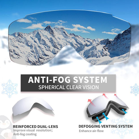 Freela Kids Ski Snowboard Goggles - Anti Fog Anti UV Goggles for Toddler(3-14) Girls Boys Snow Skiing Equipment