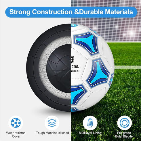 STEEFAN Soccer Ball - Size 3/4/5 for Kids Outdoor Play with Carry Net, Official Size Ball, Needles & Air Pump