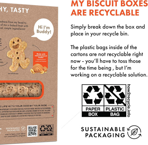 8 oz Buddy Biscuits Box of Teeny Crunchy Dog Treats Made with Natural Peanut Butter