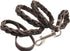 Brown Genuine Leather Braided Dog Leash, 45" Long 4-thong Square Braid for Medium Breeds