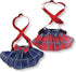Pack of 2 Dog Skirt Female Diapers, 100% Cotton with Suspenders for Small and Large Pets, Plaid Tartan Blue Red