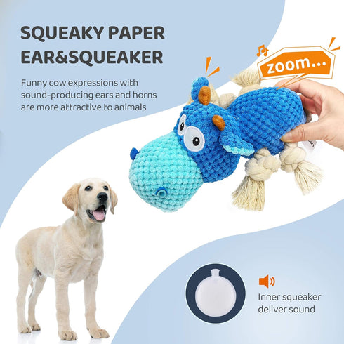 IOKHEIRA Indestructible Dog Plush Toy for Large Aggressive Chewers, Squeaky Stuffed Animals with Cotton Material and