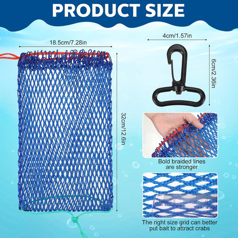Honoson 6 Pcs Crab Trap Bait Bags with Locker Portable Fish Trap Outdoor Sports Style Crab Snare Mesh Bait Traps Shrimp