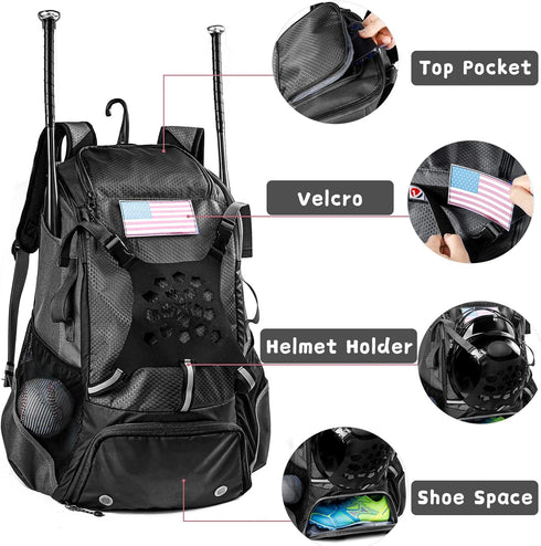 Youth Baseball Bag - Backpack for Boys, Adults, Softball Equipment & Accessories