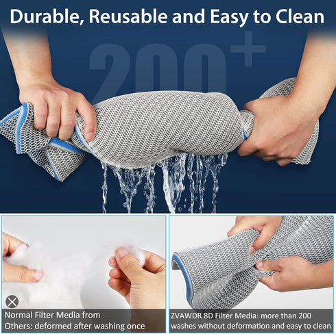 Aquarium Filter Media, Upgraded 8-Layer Sponge Pad for Fish Tank & Pond, Reusable & Washable Filter Floss (11.8” x