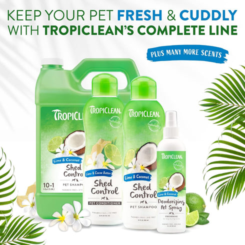 TropiClean Lime & Coco Butter Deshedding Dog Conditioner for Shedding Control, 20 oz.