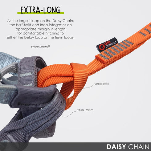 GM CLIMBING 16mm Nylon Daisy Chain Sling, 22kN 120cm / 48in CE UIAA Certified for Climbing