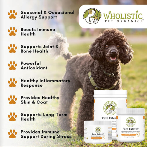 Wholistic Pet Organics Pure Ester-C Powder for Dogs, 2 Oz, Vitamin C Supplement for Allergy Relief