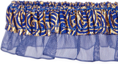 Blueberry Pet Gold Print Lucky Clouds Cat Collar - Breakaway Lace Choker in Blue with Bow Tie