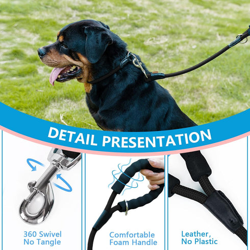 Braided Rope Dog Leash, 6FT Traction Walking Training Lead for Small/Medium Dogs, 1/3" Black