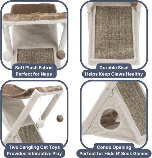 Hammock, TRIXIE Miguel Fold and Store Cat Indoor Cat Furniture with Dangling Toys, Scratching Pad, and Cave