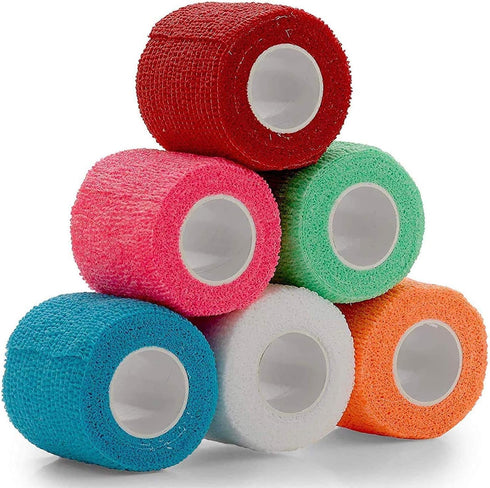 Vet Wrap - Pack of 6, 2 inch x 5 Yard Rolls, Self Adherent Wrap Cohesive Compression Bandage for Dogs, Cats, Horses
