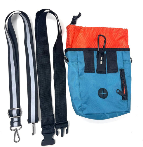 Jalousie Dog Training Pouch with Training Clicker and Water Bowl - 5 Ways to Wear - Carry Toys, Treats for Positive Reinforcement - Built-in Poop Bag Dispenser (Teal)