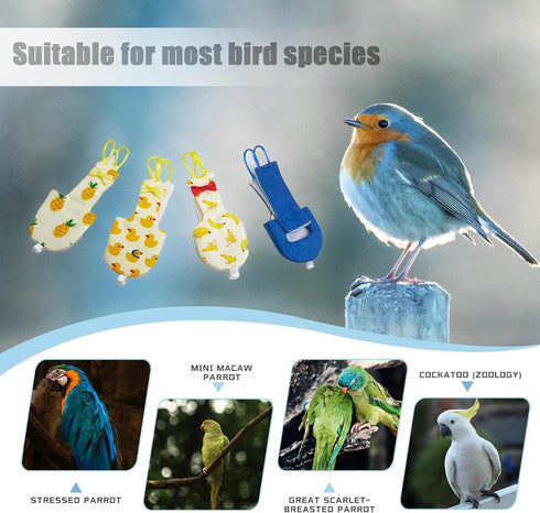 4 Pcs Bird Diaper Parrot Nappy Reusable Flight Suit with Waterproof Inner for Parakeet Cockatiel Mini Macaw Budgie