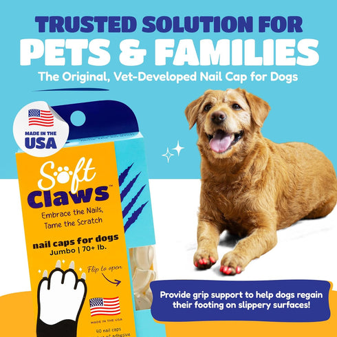 Soft Claws Jumbo Dog Nail Caps - 40 Non-Slip Covers for Long-Lasting Floor and Furniture Protection, Natural