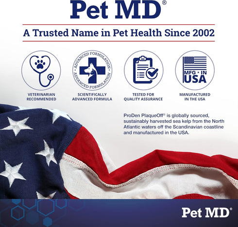 Pet MD Proden PlaqueOff Dog Teeth Cleaning Dental Care Powder, Oral Care Supplement for Dogs, 60g