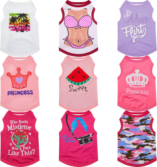 9 Pieces Printed Pet Shirts, Cute Dog T Shirts for Summer, Soft Breathable Sweatshirt for Small Medium Dogs (Watermelon