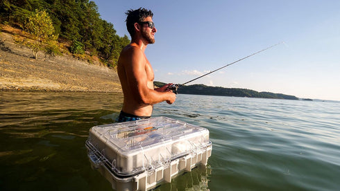 Flambeau Outdoors 3000WPNC Waterproof Satchel 3000, Portable Tackle Box with Trays, Gray/Clear