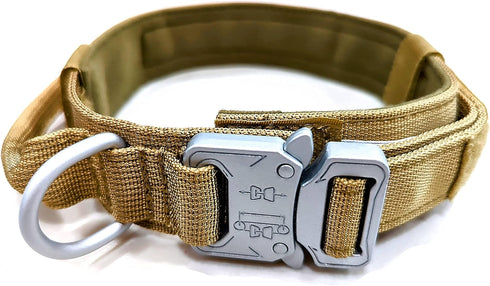 Tactical Dog Collar, Waterproof Military Quality K9 Hunting Collar, Heavy Duty with Metal Buckle for Dog Training