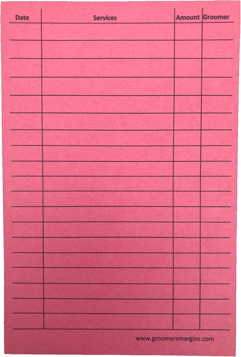 Pink Dog Grooming Client Cards 4X6 (100 Pack, 4 X 6 Inches) Client Information Clip Cards for Pet Groomer, Kennels, and Veterinarians by Groomers Margins