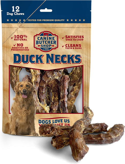 Duck Necks for Dogs - All-Natural Chews, Raised & Made in USA (Pack of 12)