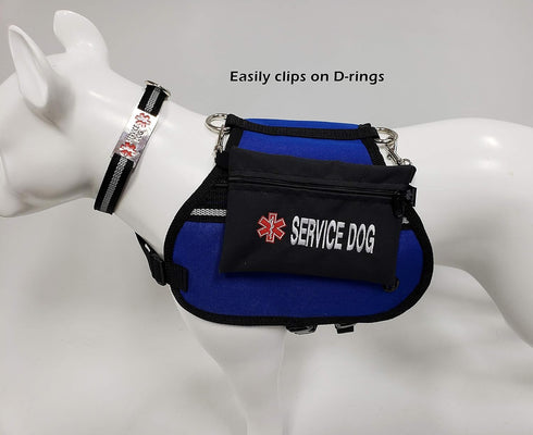 ActiveDogs Service Dog Large Clip-On Pouch, Embroidered Accessory with Medical Alert Sign for K9 Harness, 7" x 5"