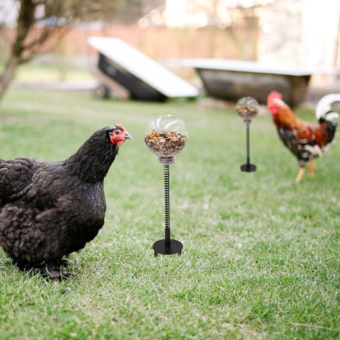 MinrzPet Chicken Treat Dispenser, Chicken Enrichment Toys with Spring and Ground Stake, Feeder for Coop, Coop