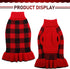 Dog Sweater Dress Plaid Knitwear for Small Medium Dogs Warm Puppy Pet Turtleneck Stretch Pullover Cute Fall Winter Vest Clothes with Leash Hole for Christmas (Red, XS)