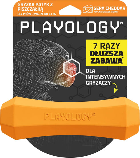 Playology Squeaky Dog Toy Fetch Stick, Durable Rubber Toys for Medium Dogs, Cheddar Cheese Scented Floating Toy
