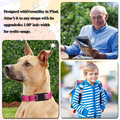 4 Pack Waterproof AirTag Dog Collar Holder, Silicone Hidden Loop for Apple AirTag Tracker (Cyan, White, Black, Pink)