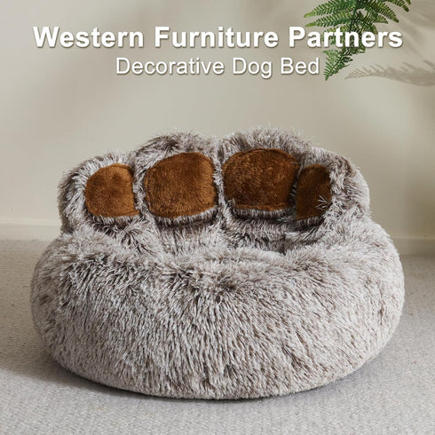 Jiupety Cozy Comfy Dog Bed with Standing Paws, Upgraded Soothing Donut Bed for Dogs, Gray M Size 22”X22” X6”