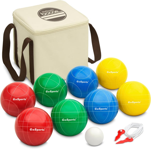 GoSports 90 mm Bocce Ball Sets, Outdoor Lawn Game in Composite or Resin for Family Fun