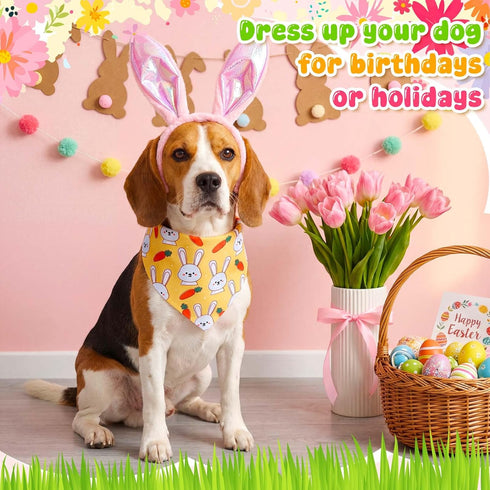 120 Sanwuta Pcs Spring Easter Dog Bandanas Bulk Dog Adjustable Cute Washable Triangle Kerchief Scarf Bibs for Small