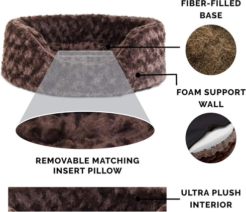 Furhaven Dog Bed for Large/Medium Dogs, Removable Washable Cover & Pillow Cushion Insert, Ultra Plush, Chocolate