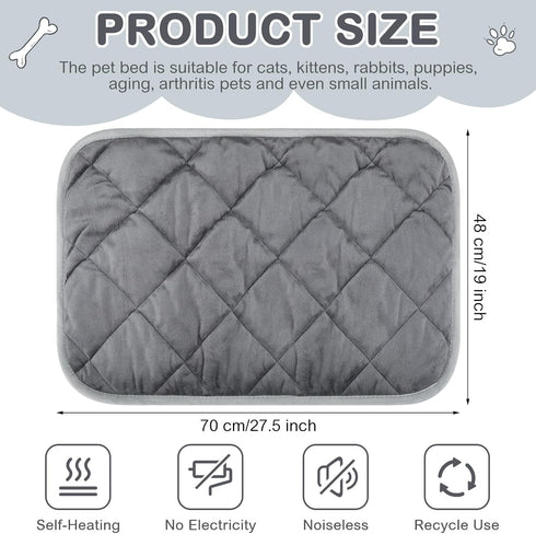 4 Pack Self Warming Dog Mat & Self Heating Cat Pad, Extra Warm Thermal Pet Bed, Washable Crate Mat, Gray (19 x 27.5