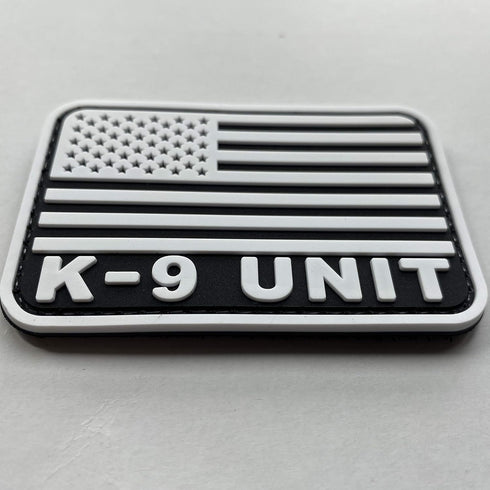 K-9 Tactical Patch 3x2 inch Black and White US Flag Patch for Tactical Hat, Cap, Vest, Trooper Clothing, Bags (White,