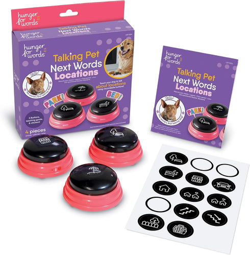 Hunger For Words Talking Pet Next Words Locations - 3 Piece Set of Recordable Speech Buttons for Dog Communication