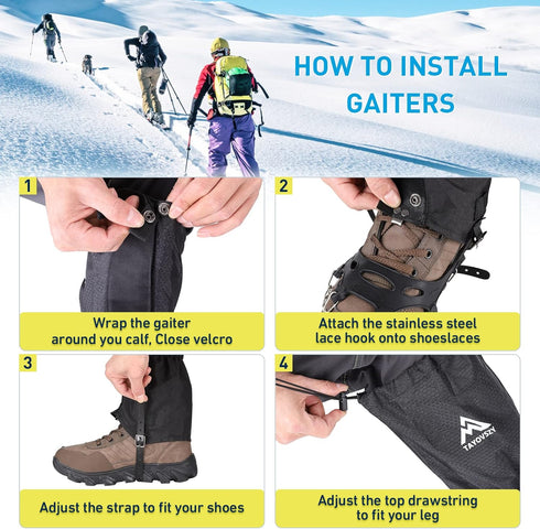 Waterproof and Breathable Gaiters for Hiking – Adjustable Lightweight Shoes Gaiters for Men and Women