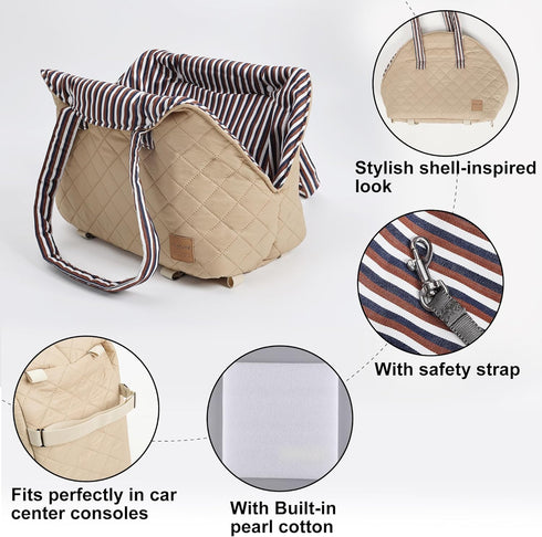 Generic 12 lbs Small Dogs Under Adjustable Portable Center Console Car Seat, Built-in Bubble wrap, Fits Most Cars