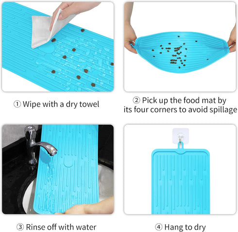 Ptlom Dog Food Mat, Anti-Slip Waterproof Feeding Mat for Dogs and Cats, Prevent Messy Spills