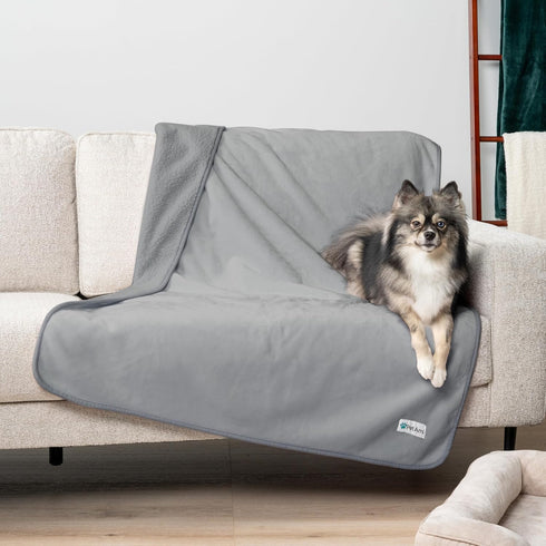 40x60 PetAmi Waterproof Dog & Cat Blanket, Pee Proof for Couch, Reversible, Soft Fleece, Washable, Light Gray