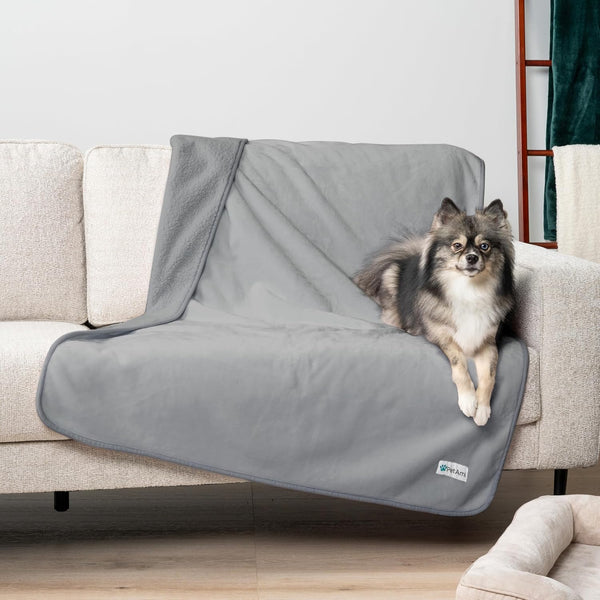 40x60 PetAmi Waterproof Dog & Cat Blanket, Pee Proof for Couch, Reversible, Soft Fleece, Washable, Light Gray