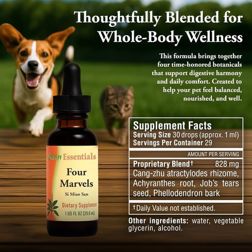 1 oz Kan Herb Company Four Marvels Traditional Chinese Herbal Blend for Dogs and Cats to Support Digestive Clarity