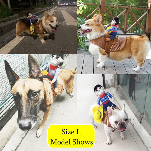 SEIS Pet Riding Costume, Cowboy Rider Dog Apparel, Novelty Pet Supplies, Halloween, Large