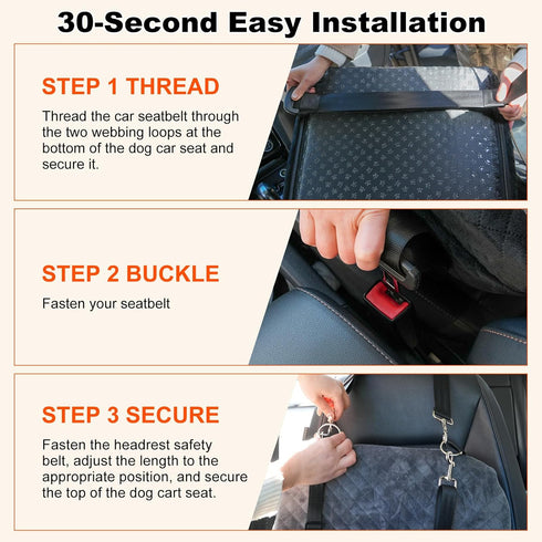 30 lbs, Small Dog Car Seat for Small Dogs Under Memory Foam Pet Car Seat with Joint Relief & Washable Cover, Portable