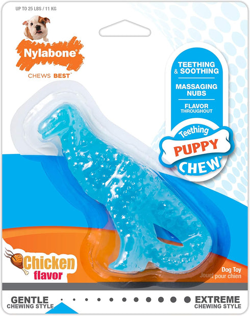 25 lbs., 1 Count Nylabone Dental Dinosaur Puppy Power Chew Toy, Soothing Puppy Teething Bone, Enrichment Toy